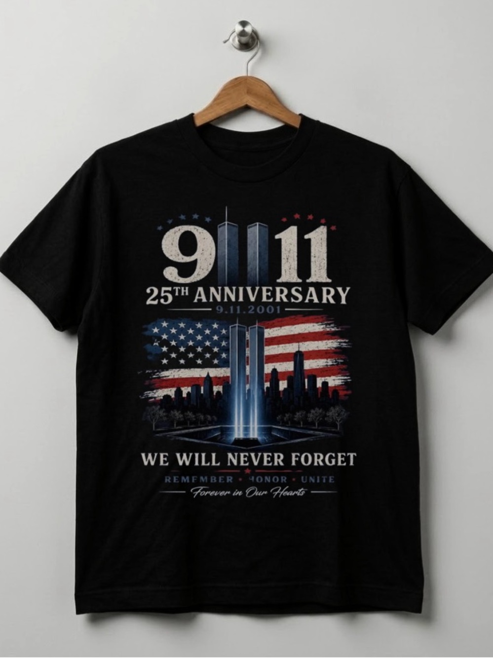 Gildan Black 911 25th Anniversary Patriotic Graphic Tee